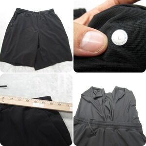 Lululemon Shorts Men Large Black Elastic Drawstring Waist Liner Pockets Athletic